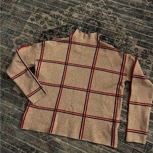 Tan Red Black Plaid Sweater